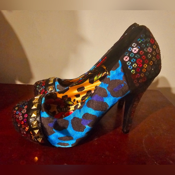 Vintage never worn Iron Fist size 39 women's multi-print mix media platform heel - Picture 5 of 10